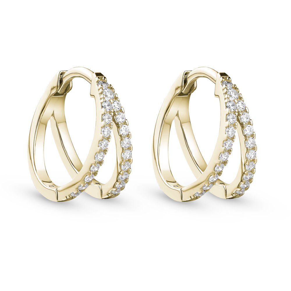 STFE-609Y — boucles d'oreilles en vermeil or 14K avec diamants cultivés en laboratoire