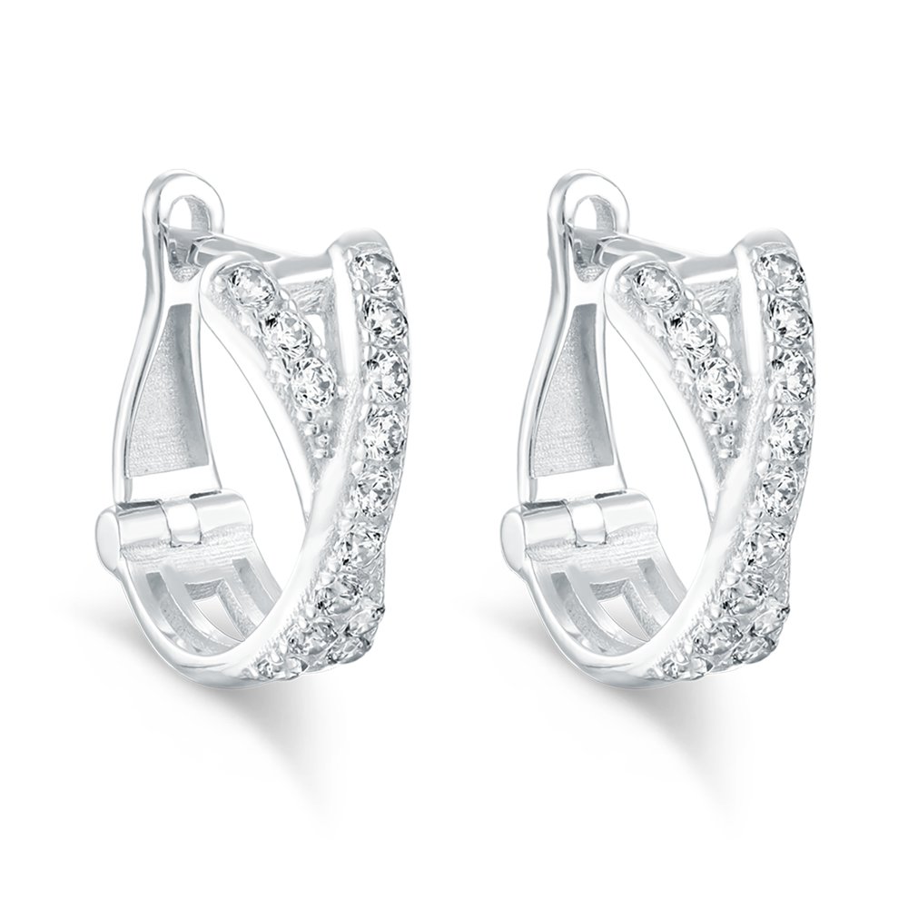 STFE-629W — boucles d'oreilles en vermeil or 14K avec diamants cultivés en laboratoire