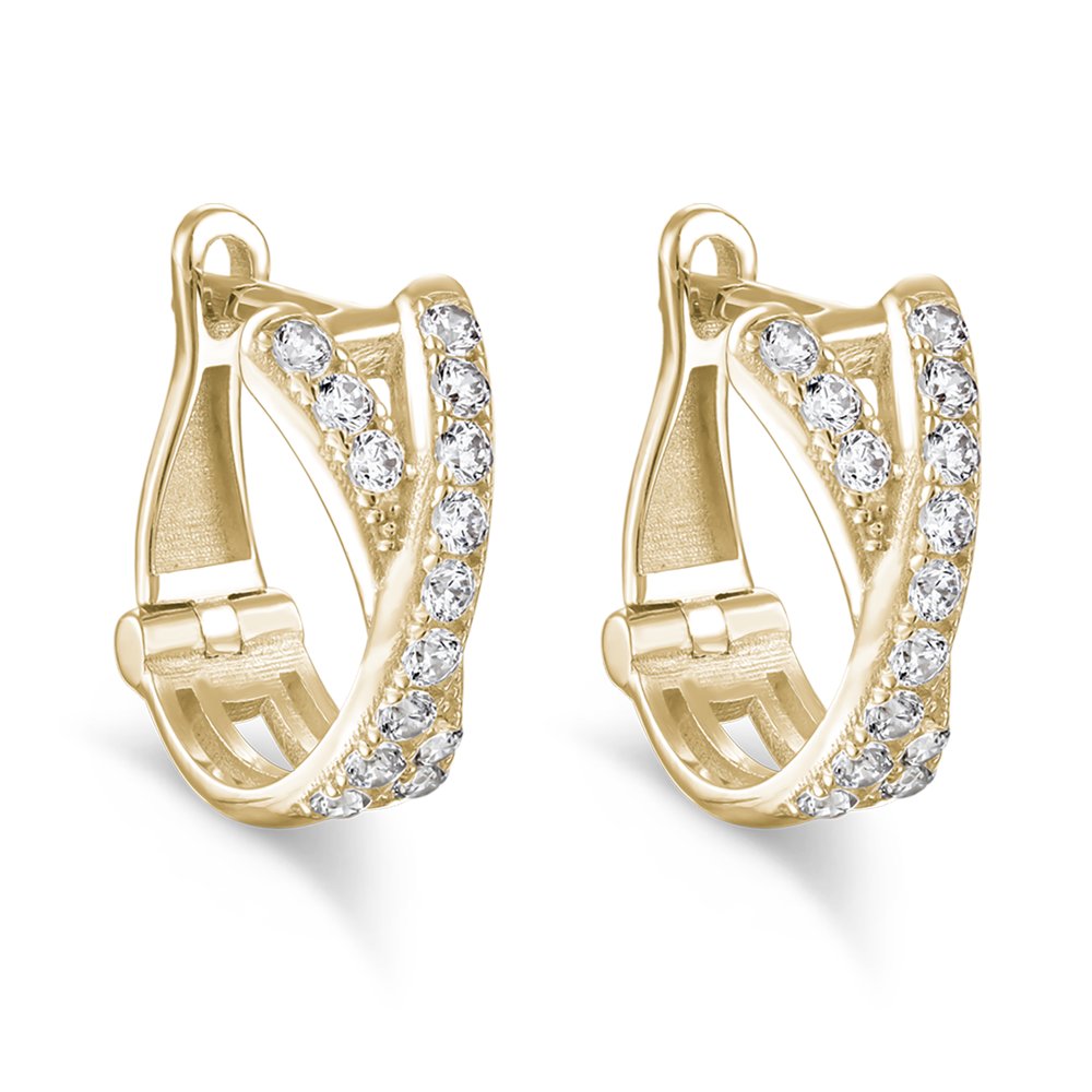 STFE-629Y — boucles d'oreilles en vermeil or 14K avec diamants cultivés en laboratoire