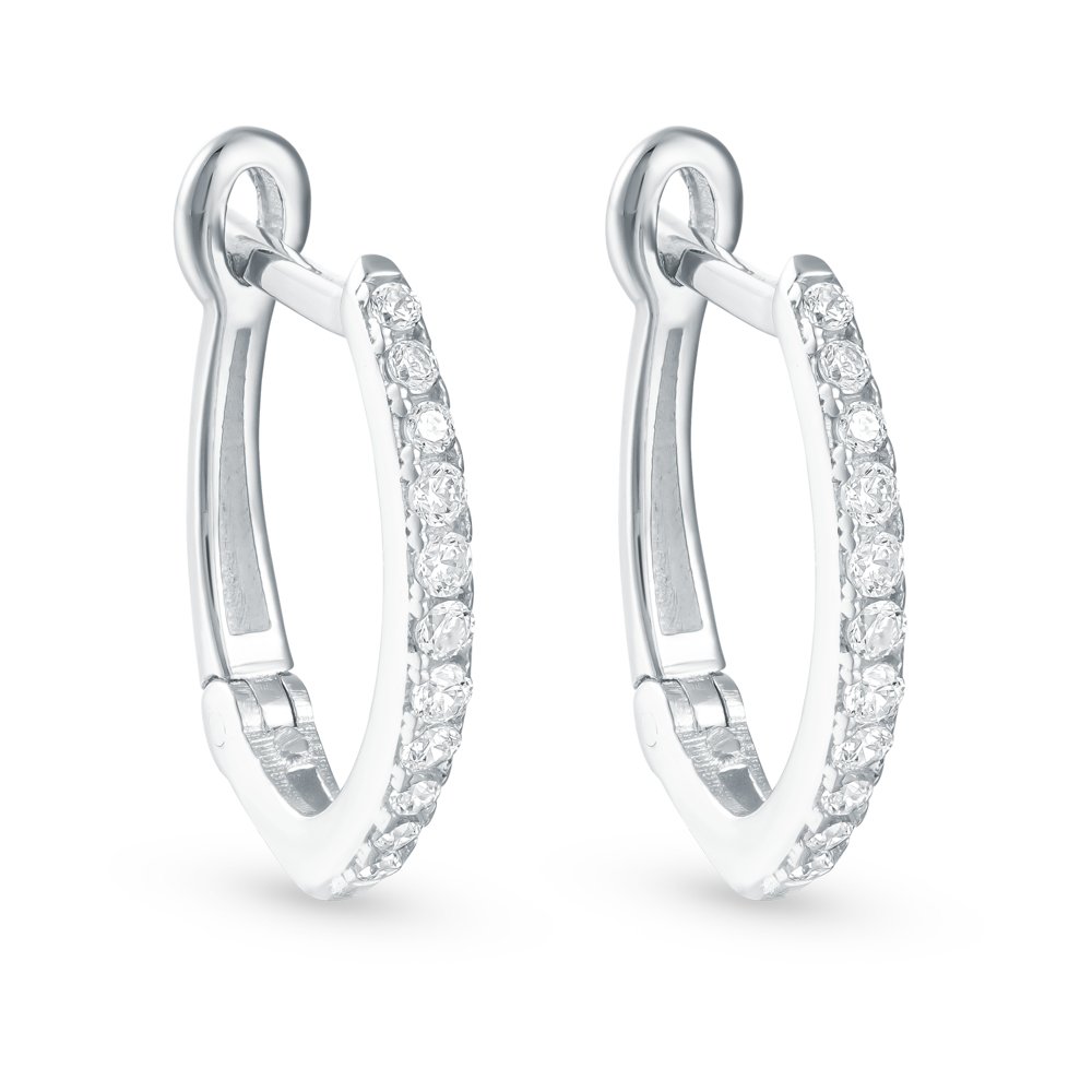 STFE-641W — boucles d'oreilles en vermeil or 14K avec diamants cultivés en laboratoire