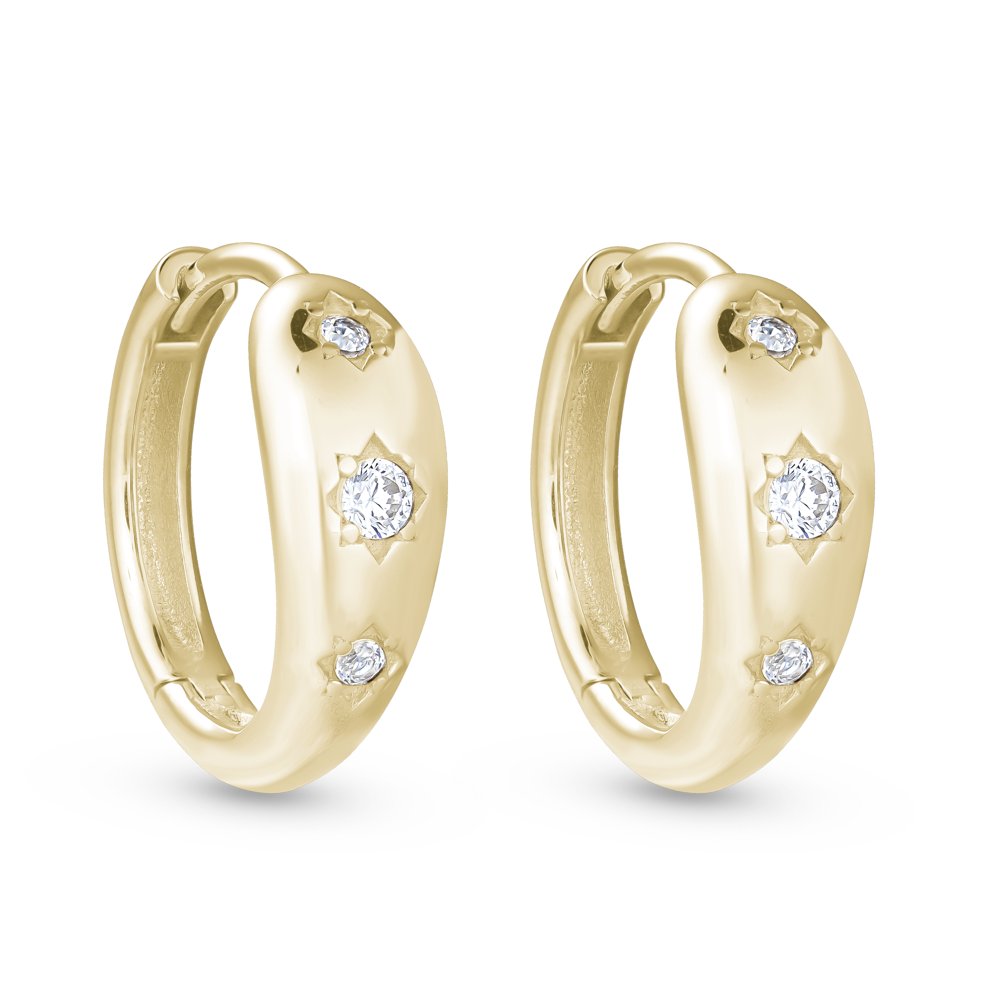 STFE-653Y — boucles d'oreilles en vermeil or 14K avec diamants cultivés en laboratoire