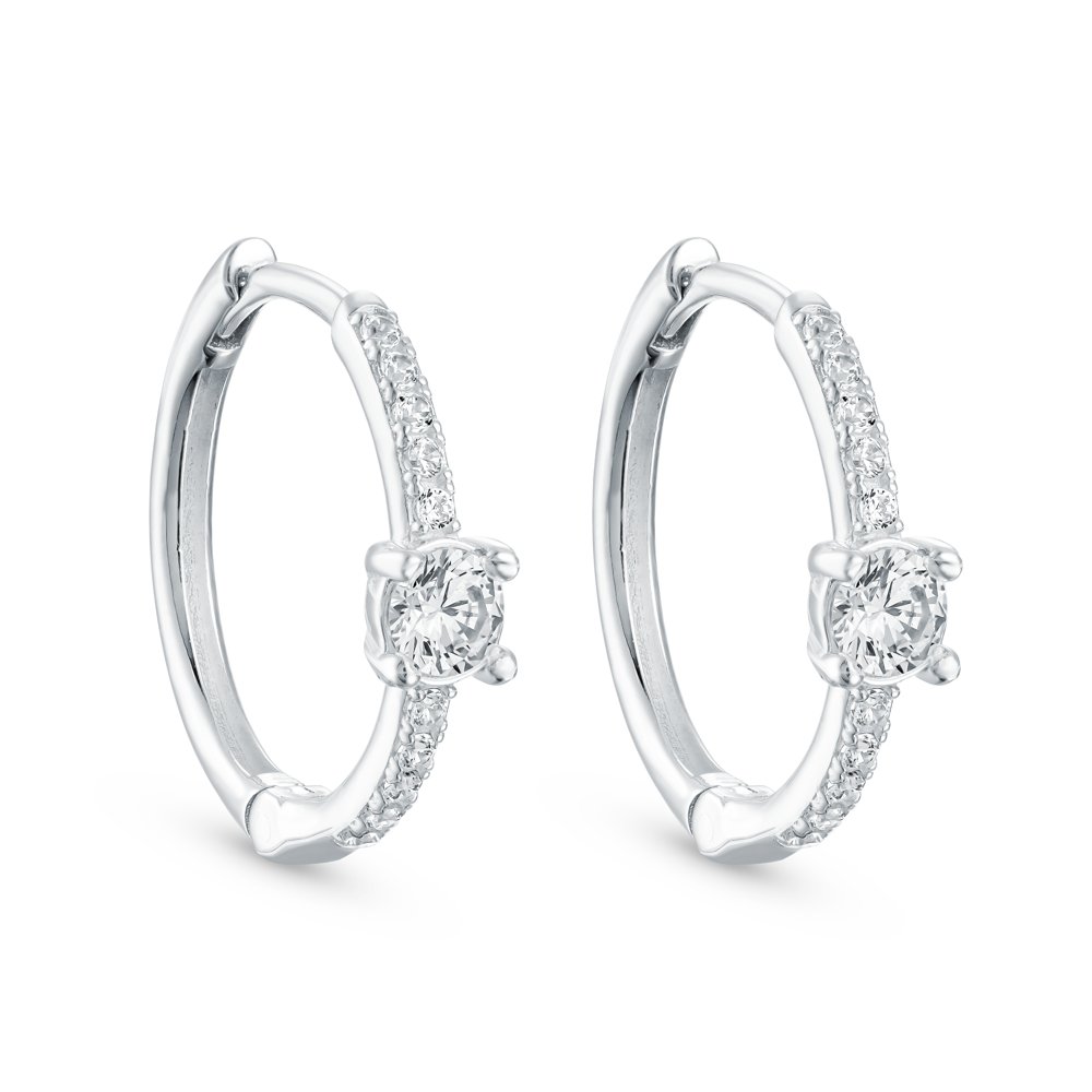 STFE-654W — boucles d'oreilles en vermeil or 14K avec diamants cultivés en laboratoire