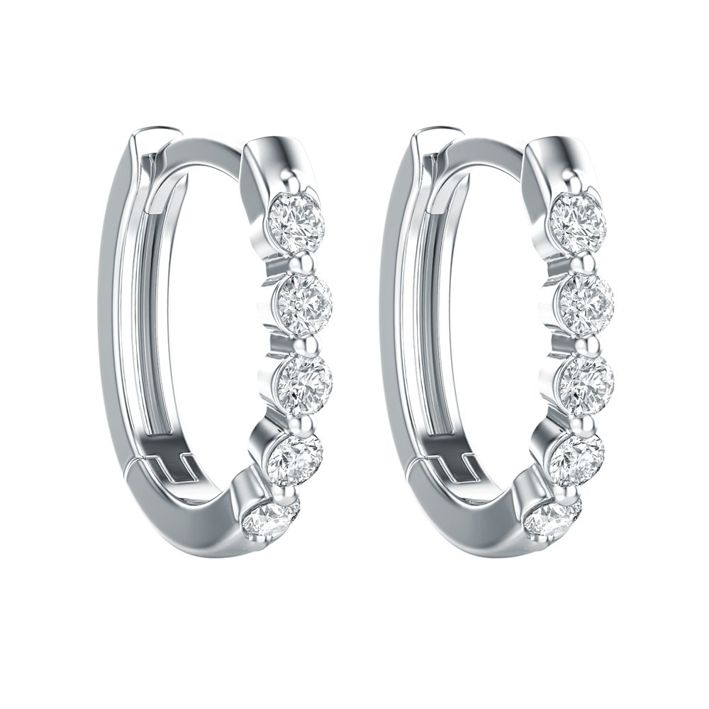 STFE-658W — boucles d'oreilles en vermeil or 14K avec diamants cultivés en laboratoire