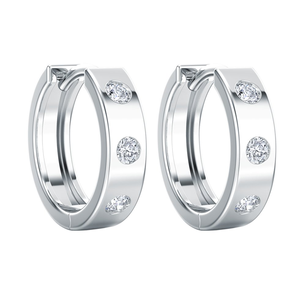 STFE-667W — boucles d'oreilles en vermeil or 14K avec diamants cultivés en laboratoire