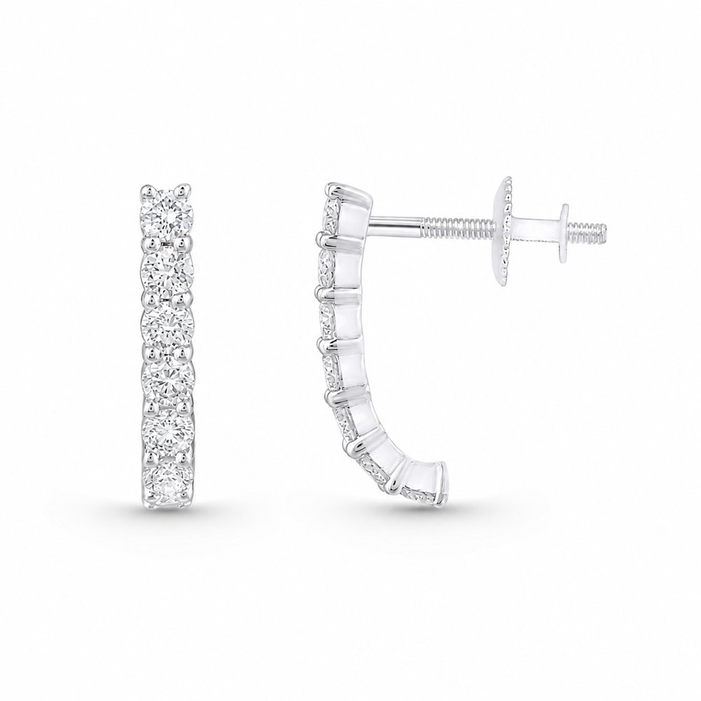 STFE-688W — boucles d'oreilles en vermeil or 14K avec diamants cultivés en laboratoire