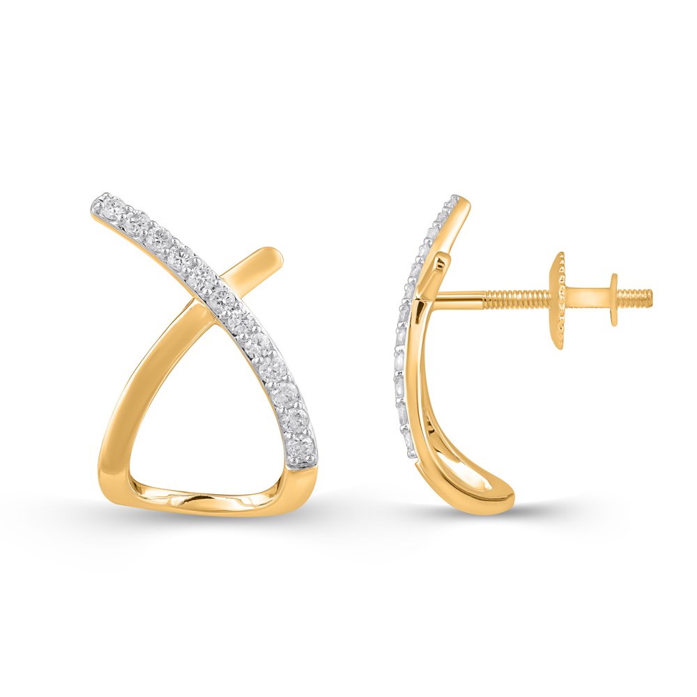 STFE-689Y — boucles d'oreilles en vermeil or 14K avec diamants cultivés en laboratoire